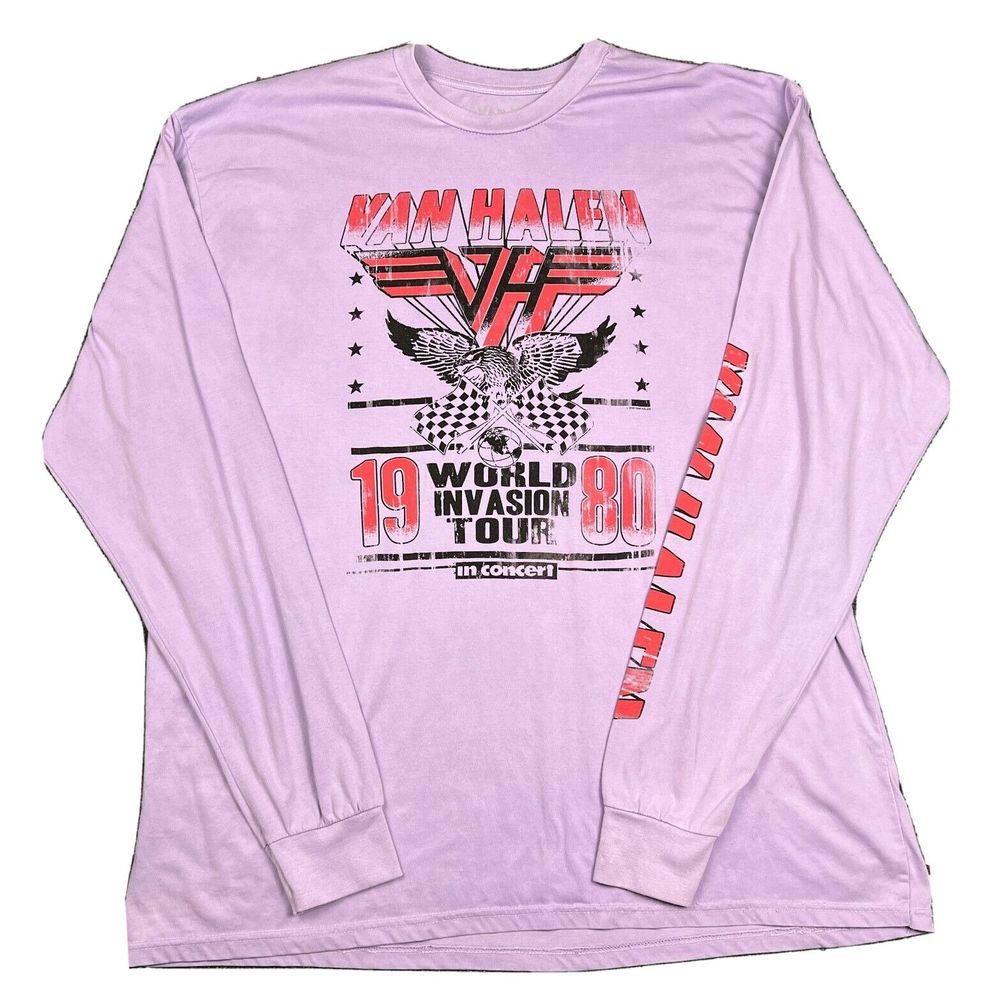 Van Halen World Invasion Tour 1980 T Shirt Adult 3XL Long Sleeve Concert Tee